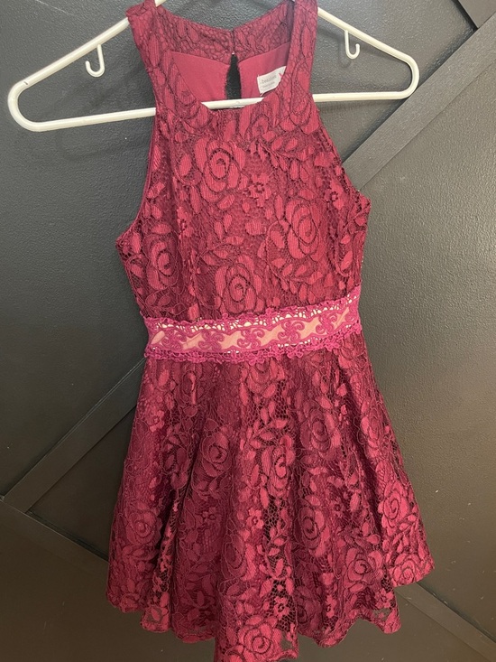 Beautees Other - Beautees Burgundy Lace Halter Dress with Embroidered Waistband